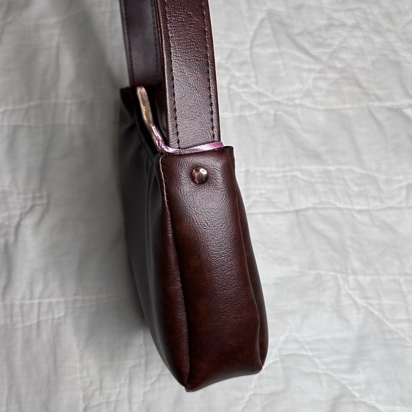 Brown hand made purse rose gold butterfly zipper pull inside pocket - Picture 2 of 11